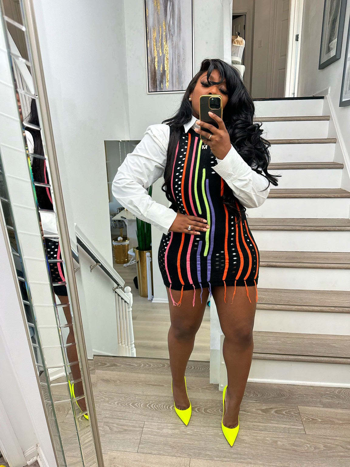 Women'S Fashion Tassel Sleeveless Slim Sexy Patchwork Knitting Dress 5