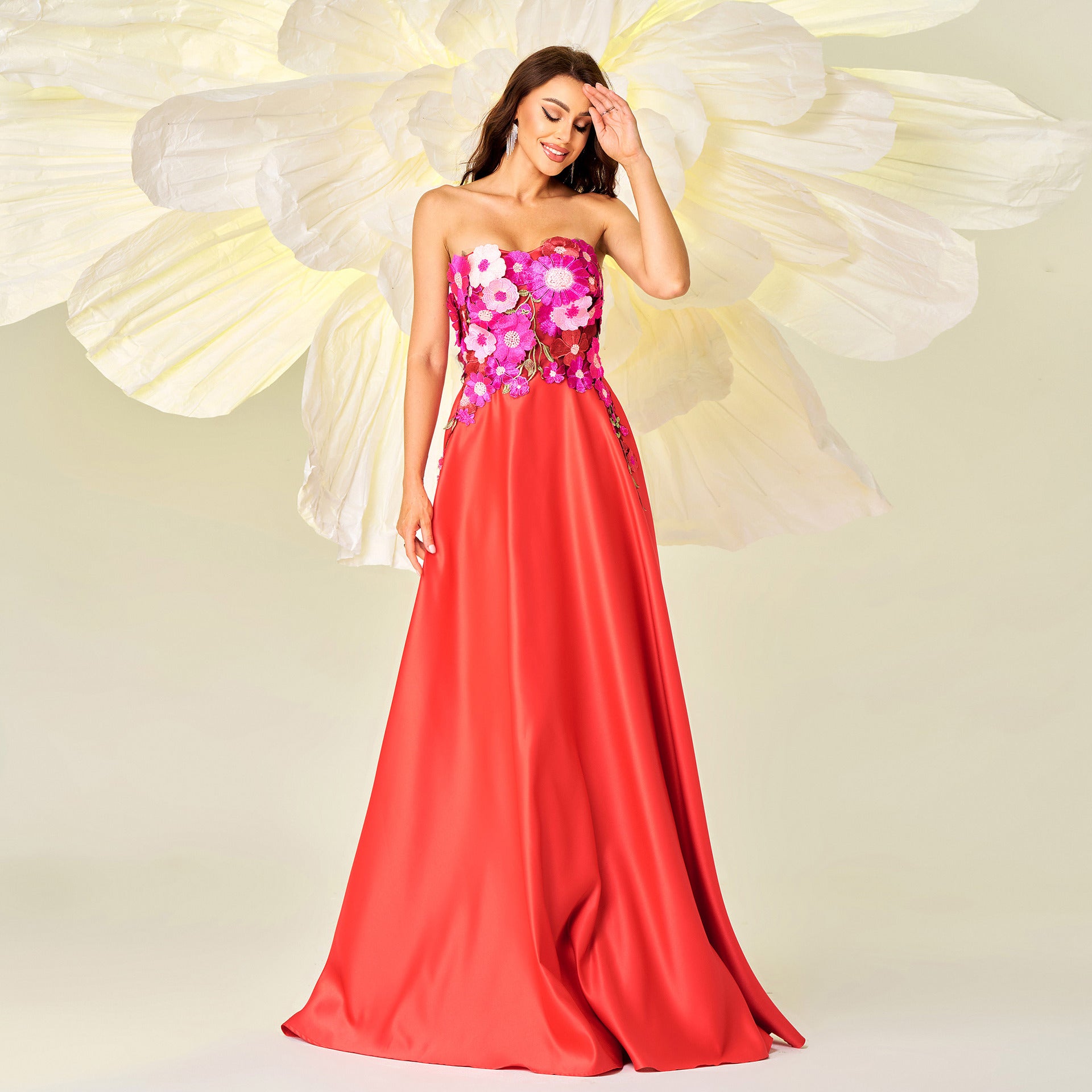 Elegant Strapless Long Formal Party Swing Evening Dress Bridesmaid Dress 3