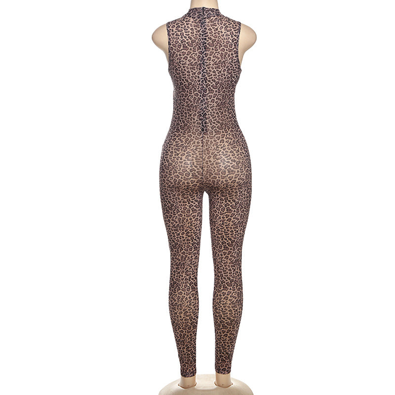 Spring Sexy High Waist Tight Fitting Leopard Print Jumpsuit 8