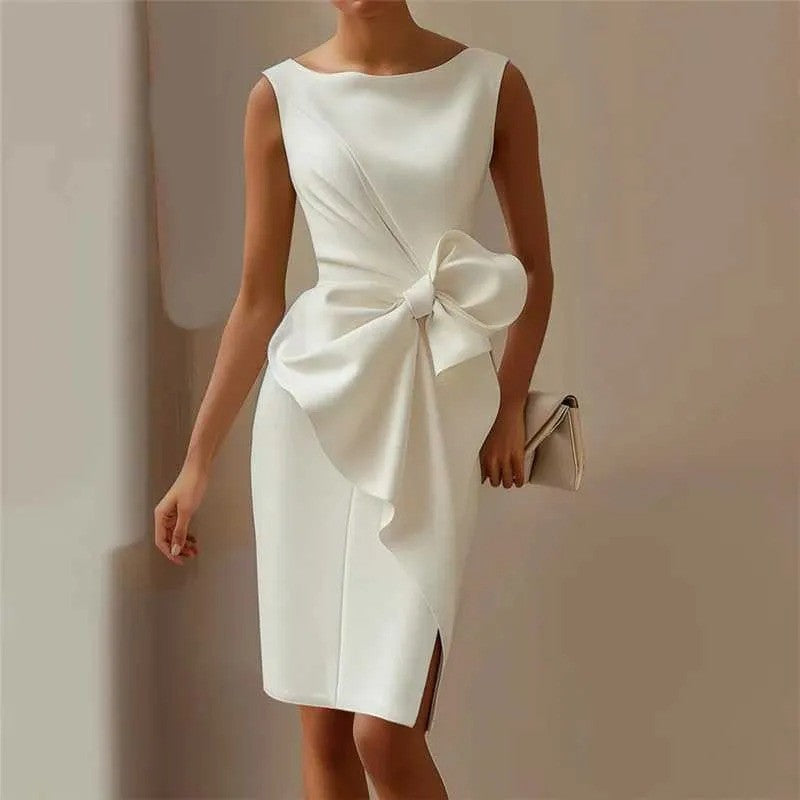 Spring Summer Fashion Sexy Sleeveless Low Back High Slit Dress 3