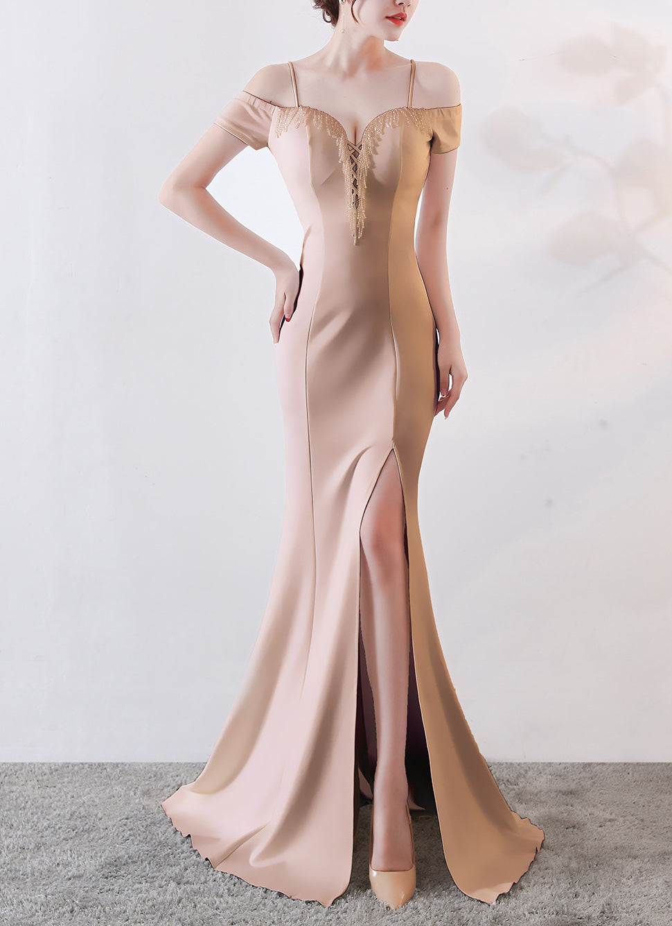 Long length body-fitting bridesmaid evening dress evening party Formal Party host performance annual meeting dress 7