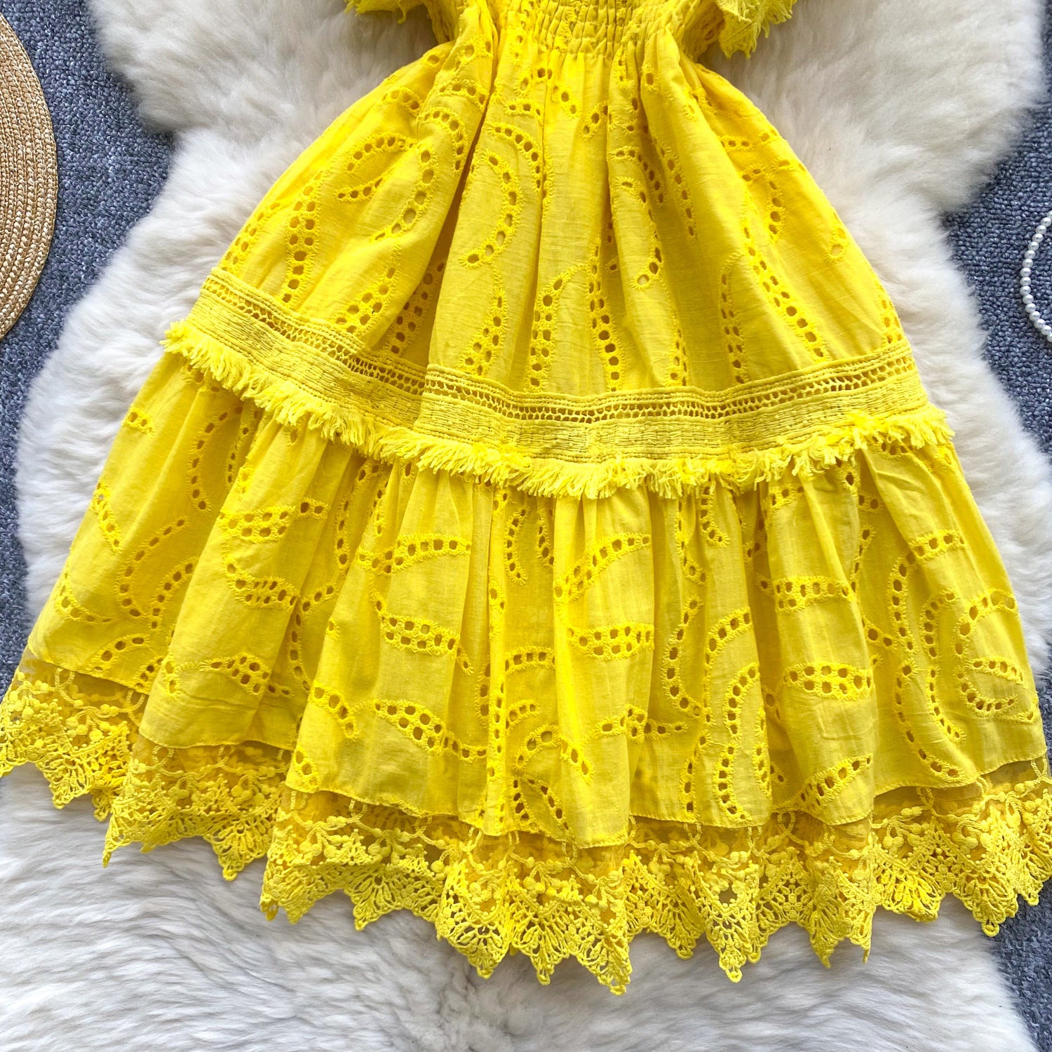 Women Summer French Lace Embroidered Dress 18