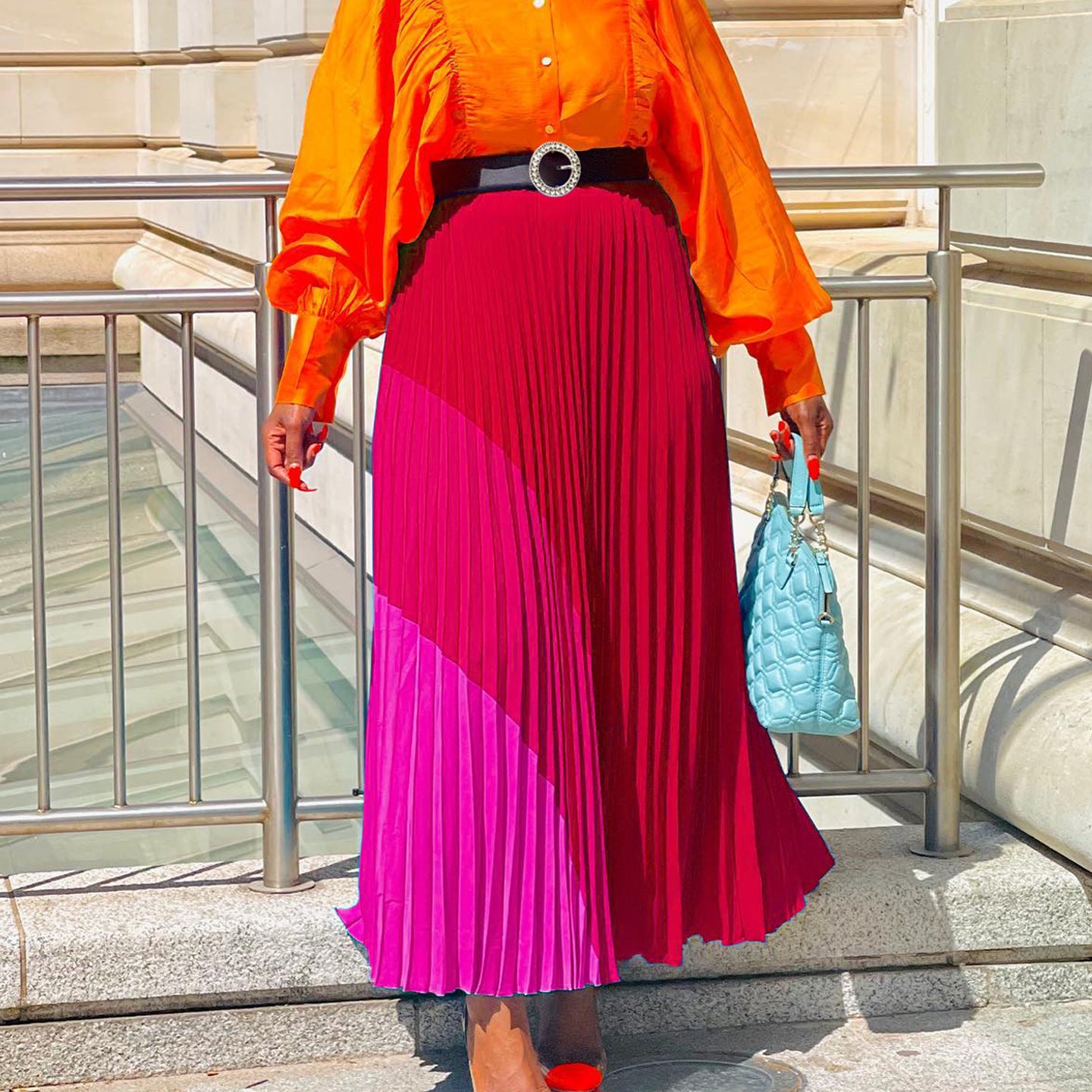 Plus Size Women's Autumn Fashion Elastic Pleated Skirt Plus Size A-Line Skirt 6