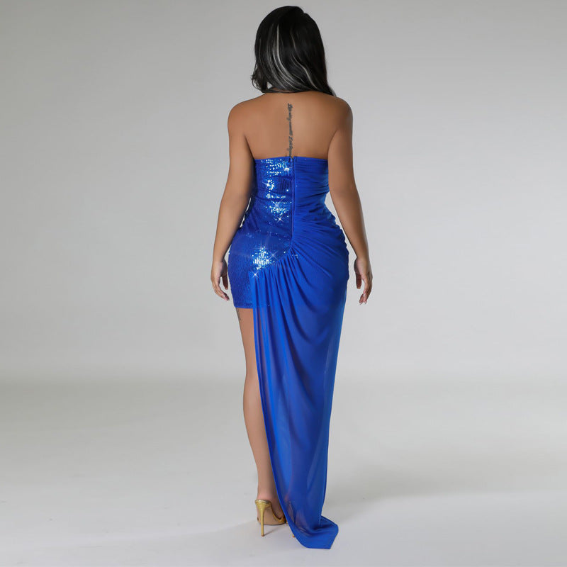 Women's Strapless Slit Sequin Dress 6