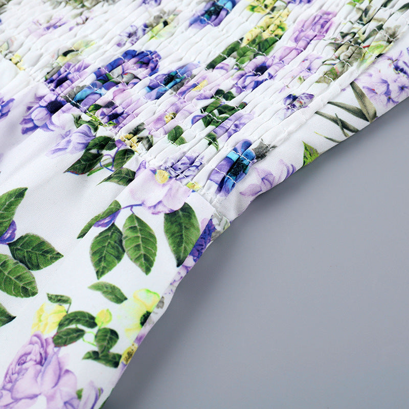 Women summer French printed slit Strap Dress 22