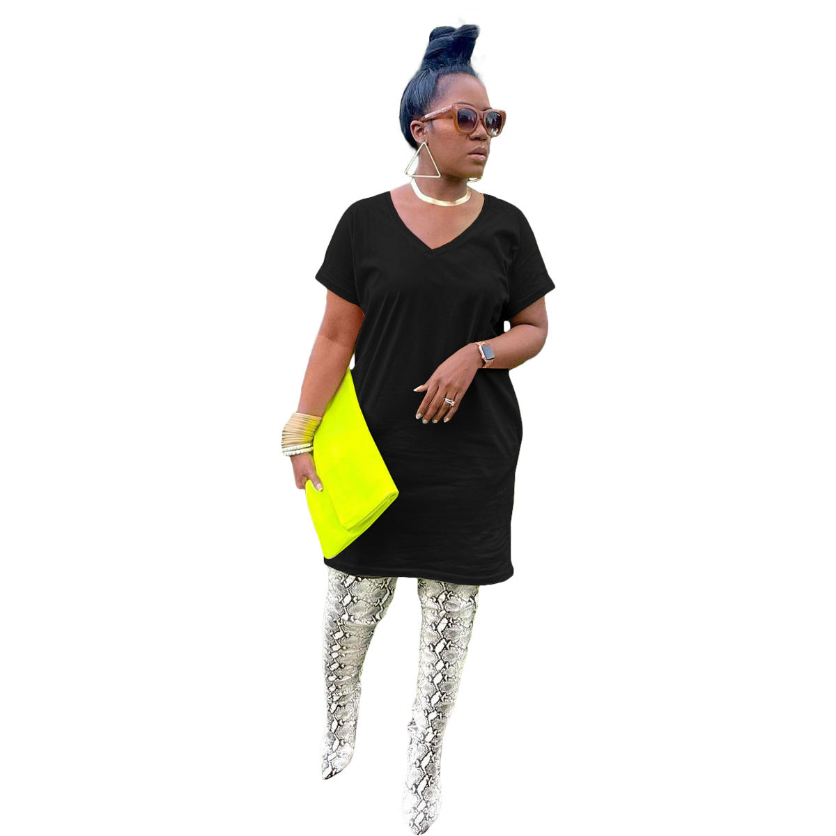 Women's V-Neck Solid Color Women's Fashion Dress 7