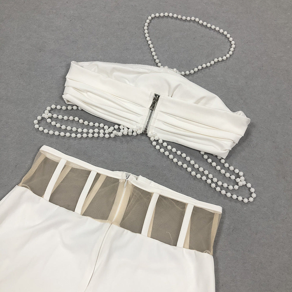 Women Sexy Party Bandage Evening Dress Two-piece Set 14