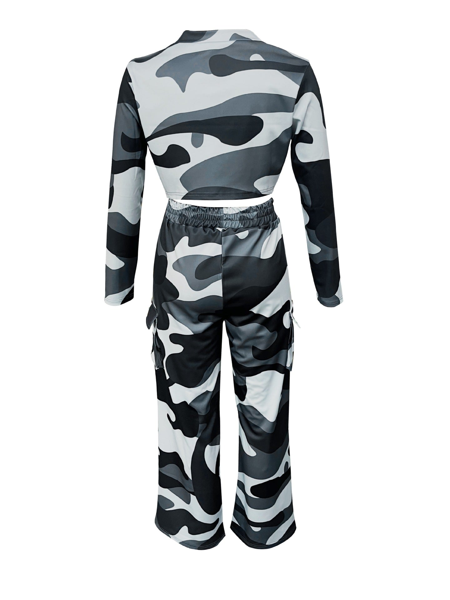 Women Camo Print Casual Sexy Crop Top and Pants Two-piece Set 32