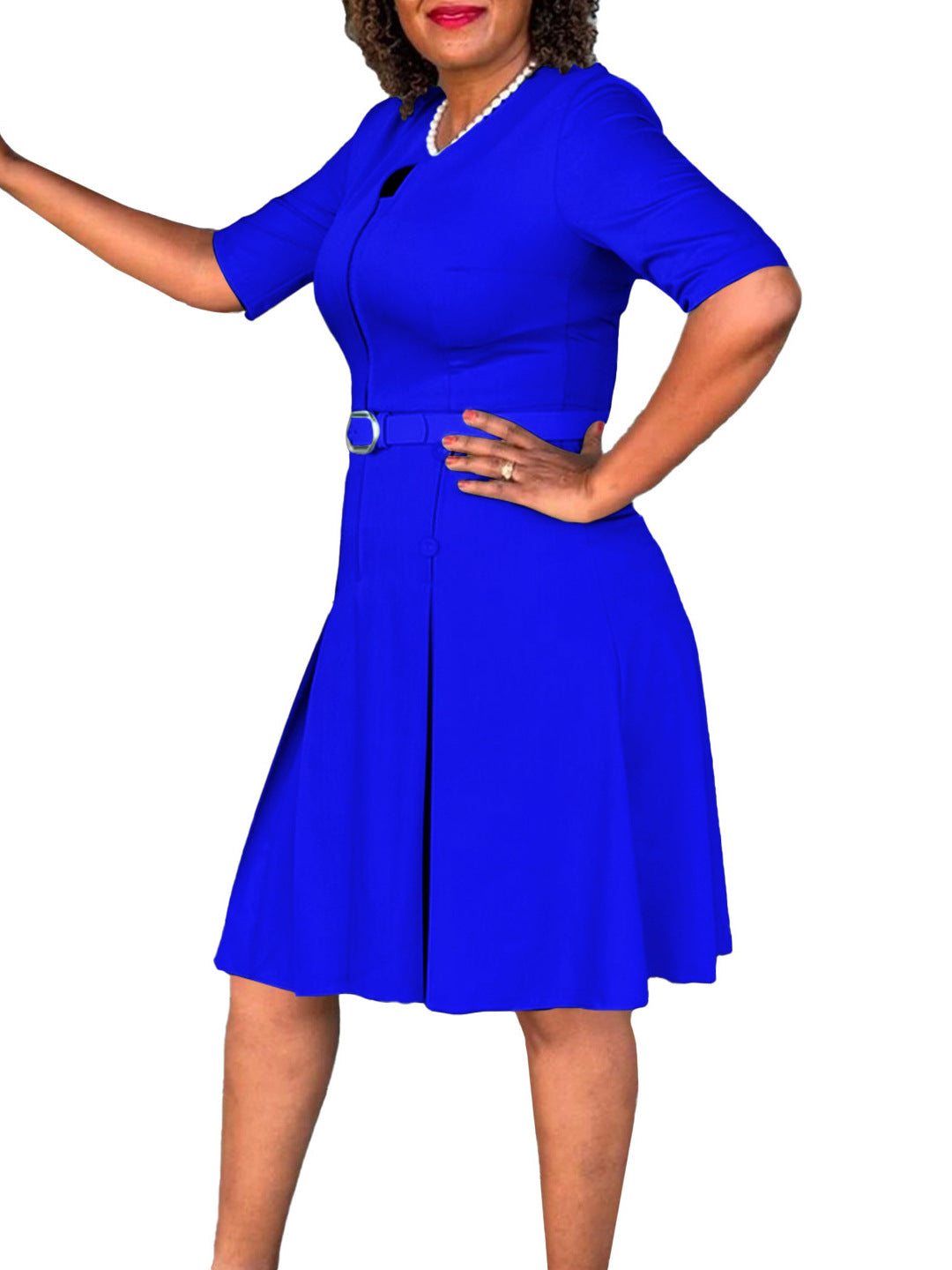 Women Summer Fashion Chic Elegant Solid Color Plus Size African Dress 8