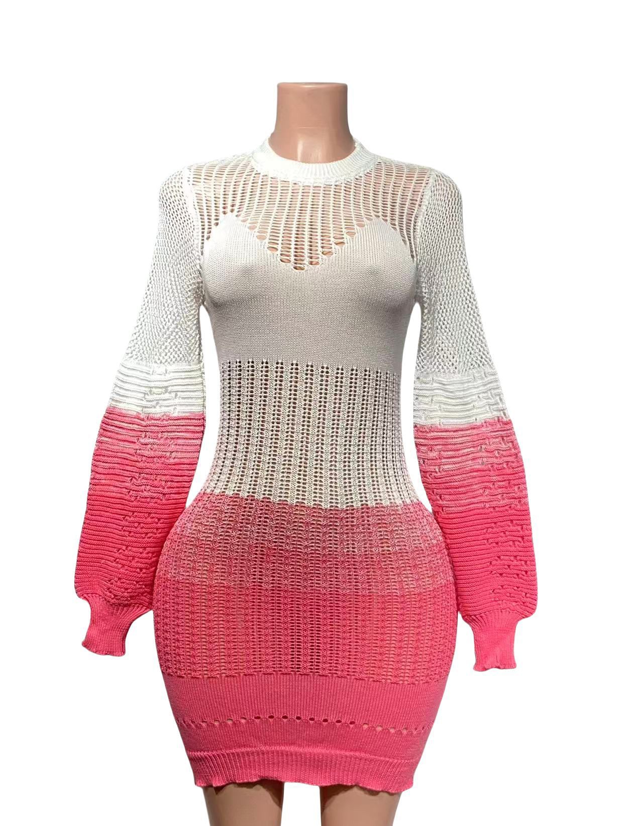 Women Autumn Hollow Knitting Style Beach Dress 23