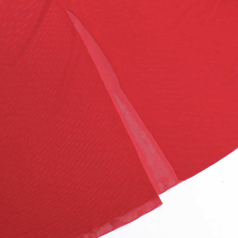 Women Fall Sexy Plunging Mesh Long-Sleeved Maxi Dress 17