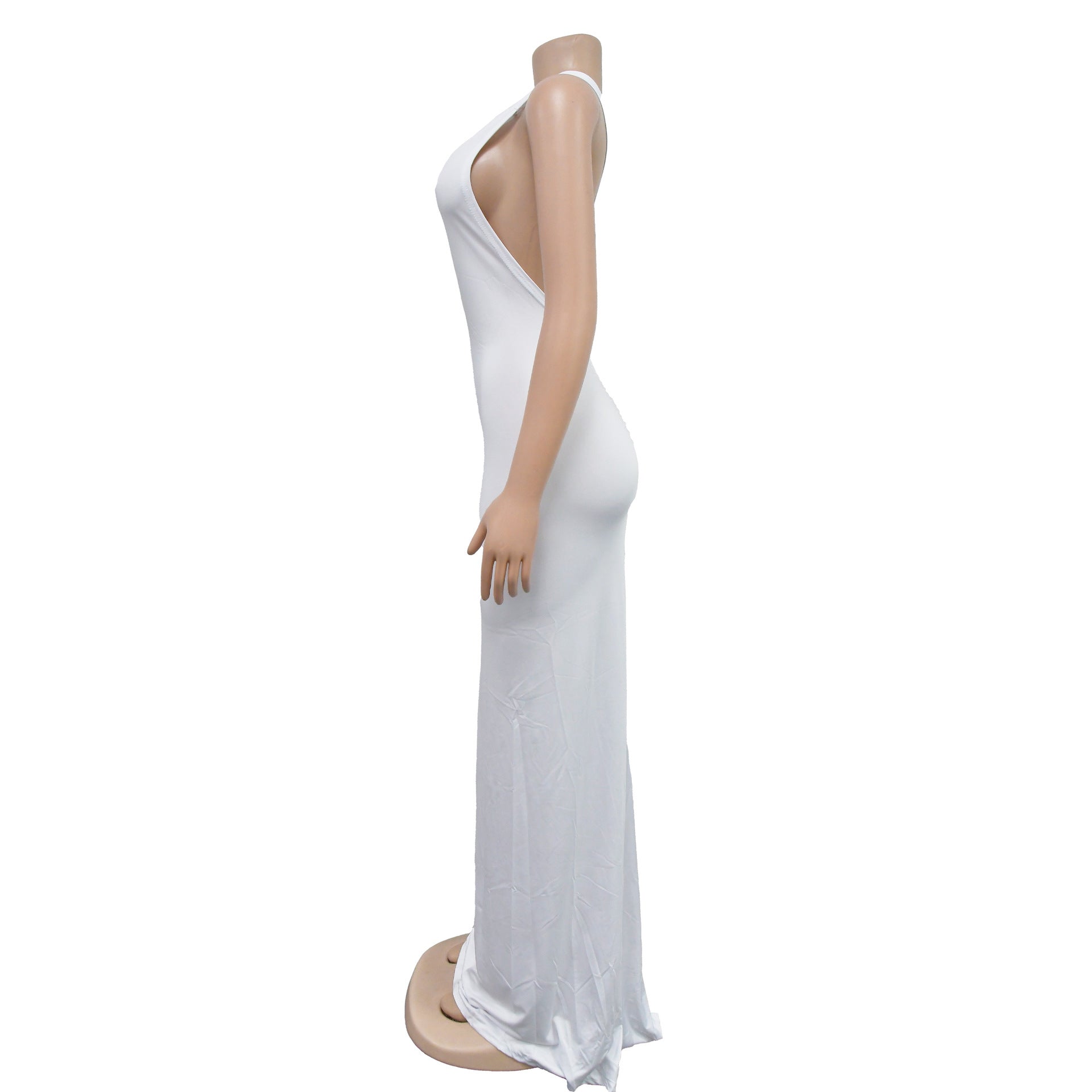 Women's Fashion Solid Color Low Back Pleated Irregular Maxi Dress For Women 22