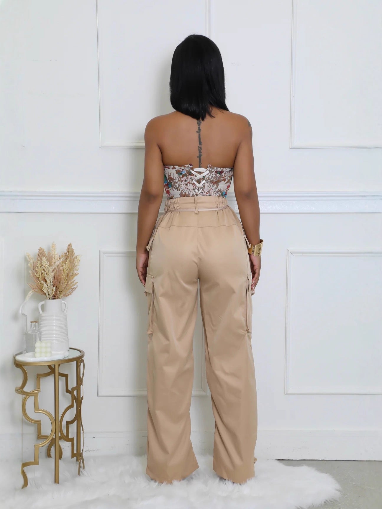 Women's Solid Color Multi-pocket Cargo Pants 8