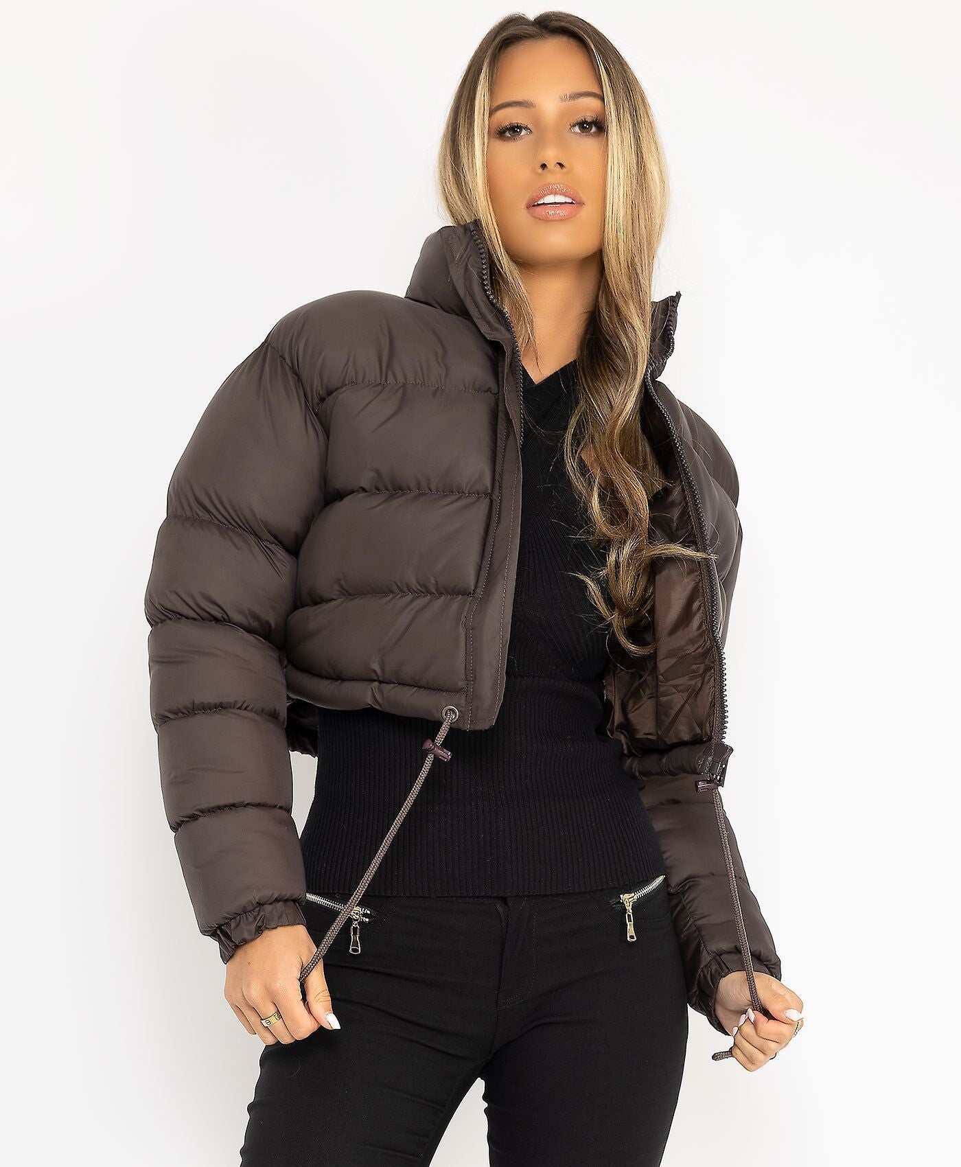 Women zippered padded coat 5