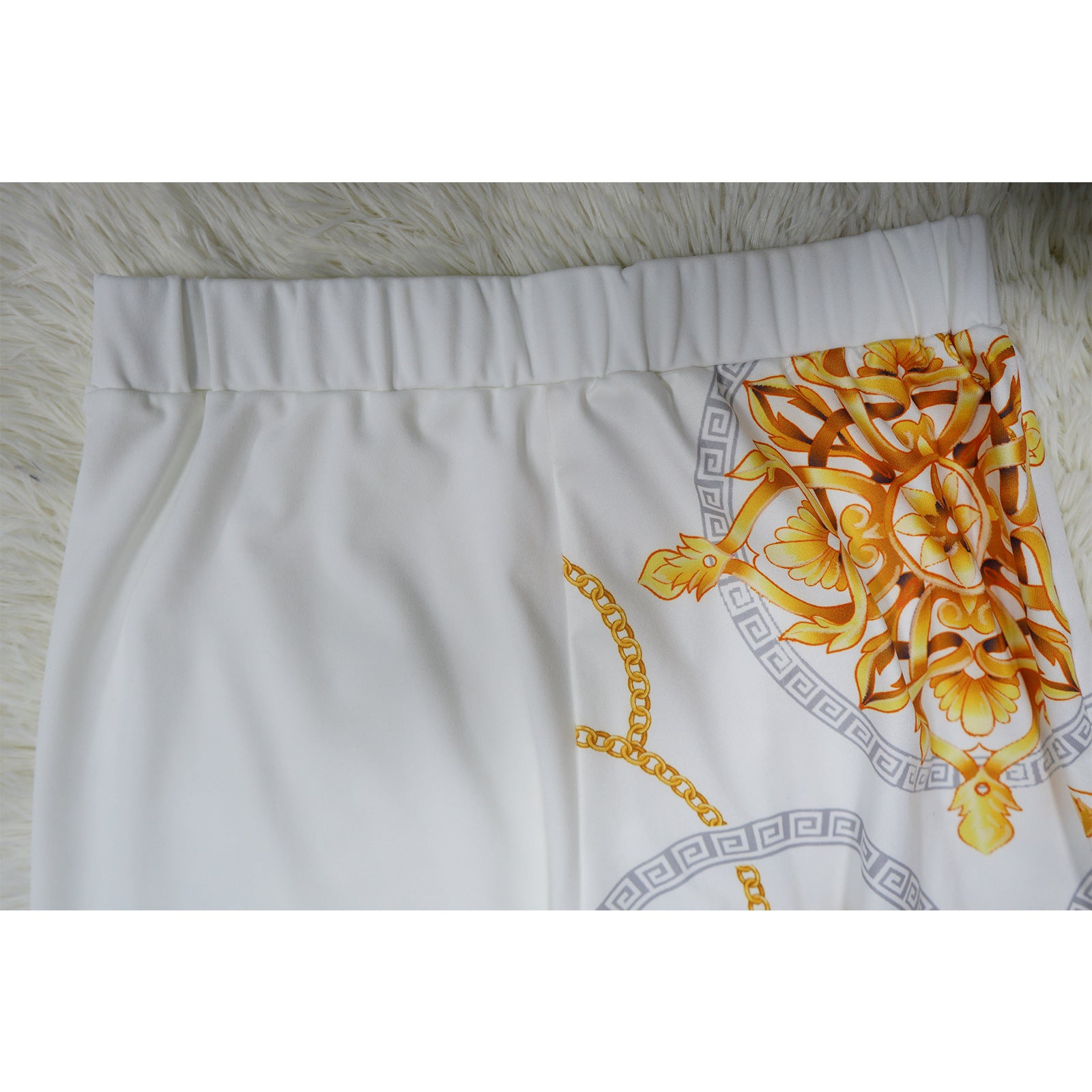 Fashionable Women's Turndown Collar Long Sleeve Printed Suit Two Piece Set 16