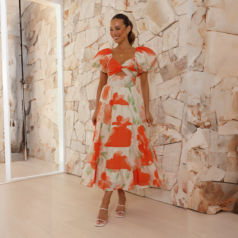 Women Printed Puff Sleeve Dress 23