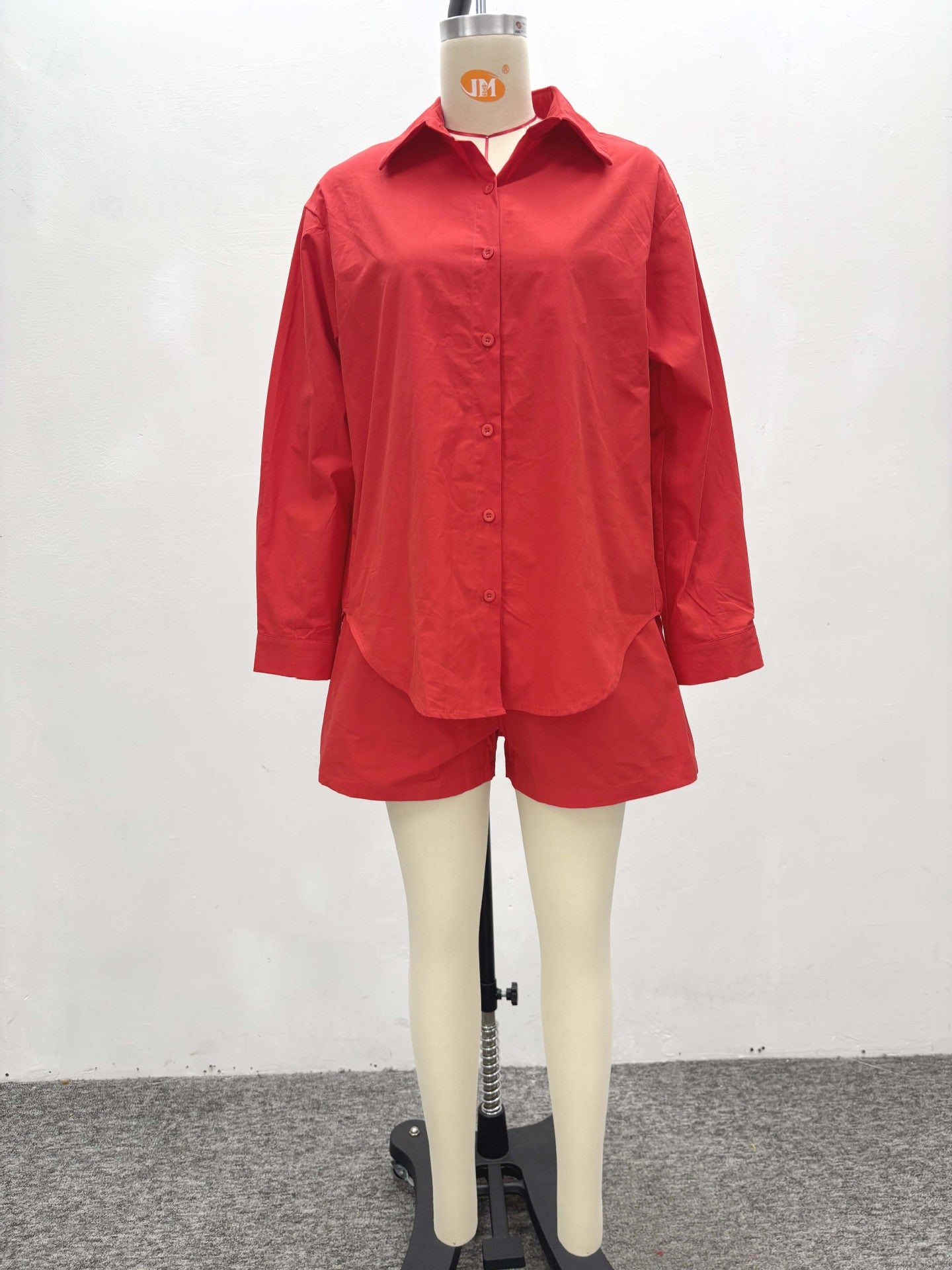 Elegant Women's Long Sleeve Cardigan Shirt Shorts African Plus Size Loose Casual Two-Piece Set 10