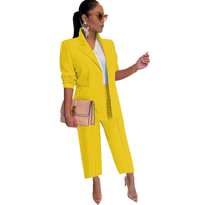 Fall Fashion Solid Color Women's Blazer Two Piece 4