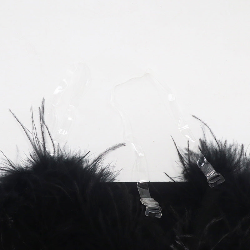 Spring Feather Deep V Sexy Tight Fitting Fashion Dress 19