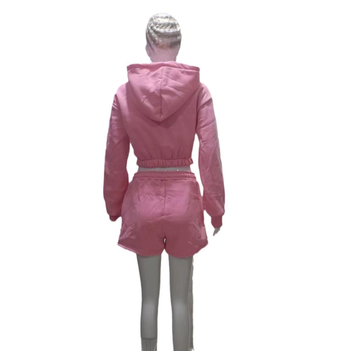 Women Sports Casual Embroidered Hoodies and Shorts Two-Piece Set 4