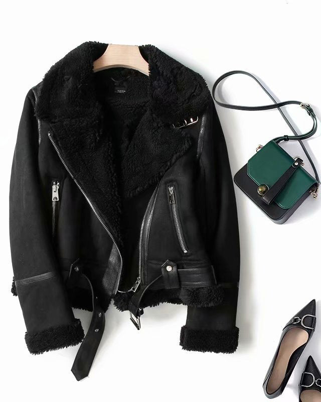 Winter Women Furry PU-Leather Jacket 3