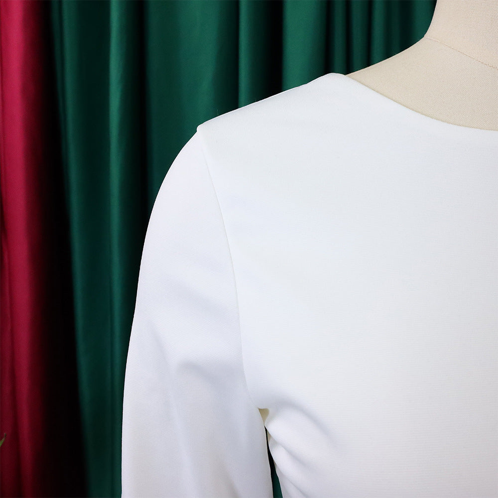 Women Solid Long Sleeve Midi Dress 18