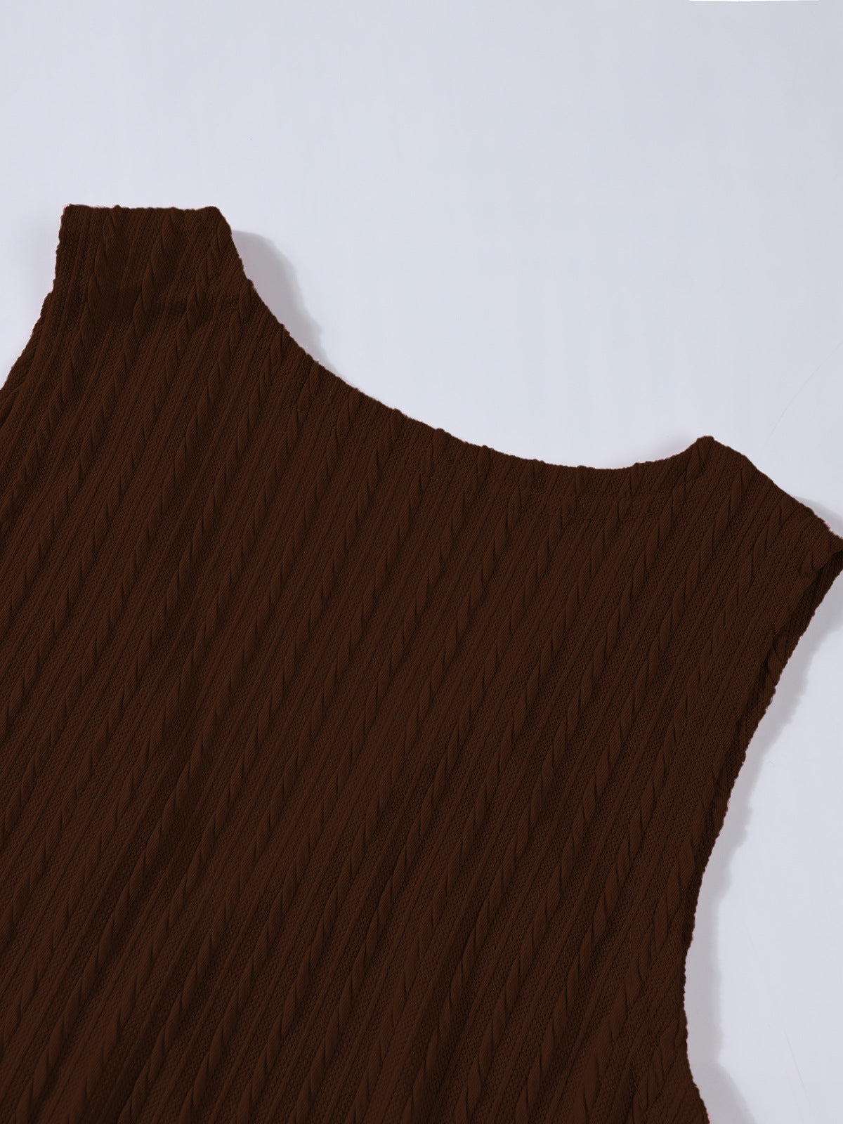 Women Summer Fashion Solid Ribbed Bubble Jacquard Vest And Shorts Two-piece Set 15