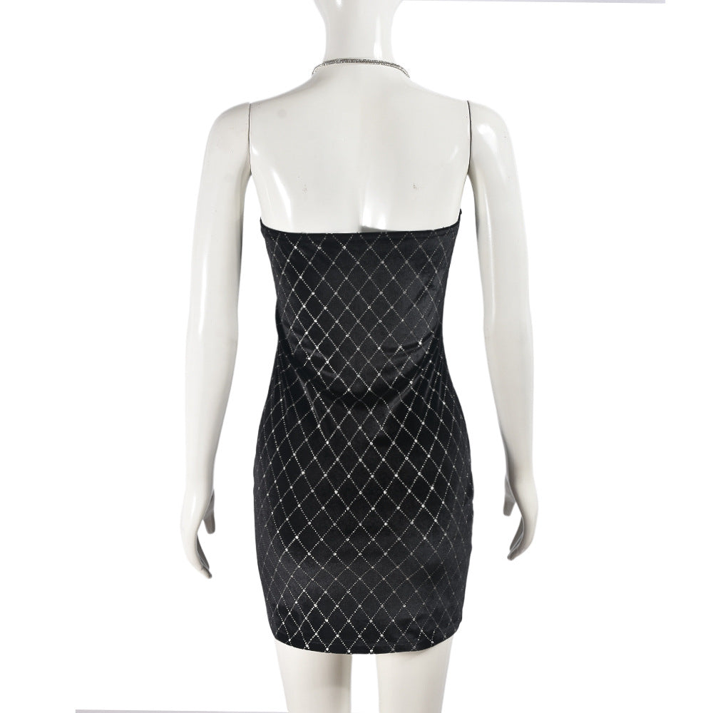 Summer Contrast Low Back Deep V Strap  Women Dress 6