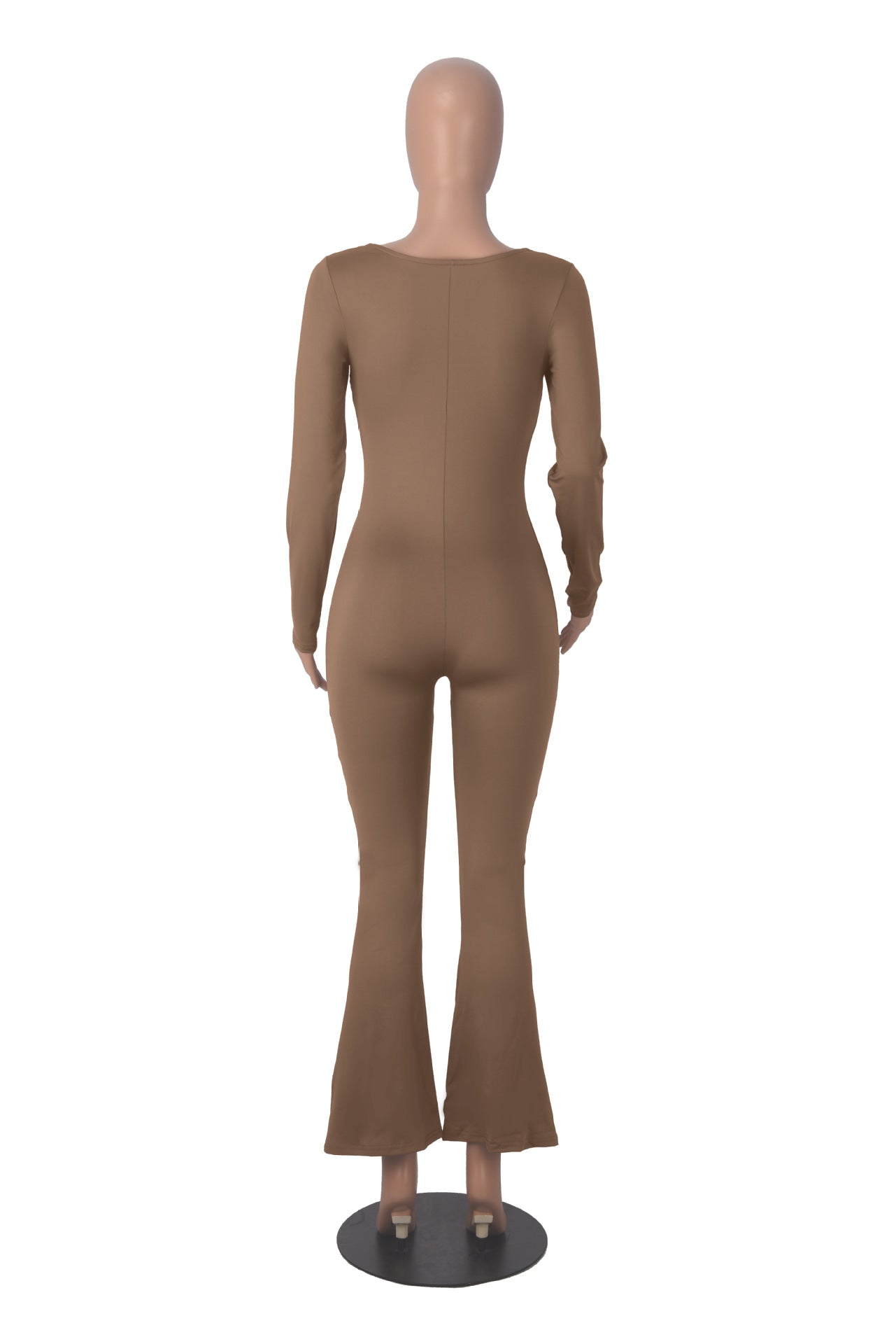 Women's Long Sleeve Square Neck High Stretch Slim Tight Fitting Jumpsuit 21