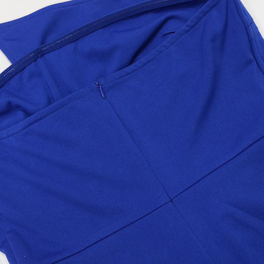 Solid Color Strapless Irregular Loose Wide-Leg Jumpsuit 12