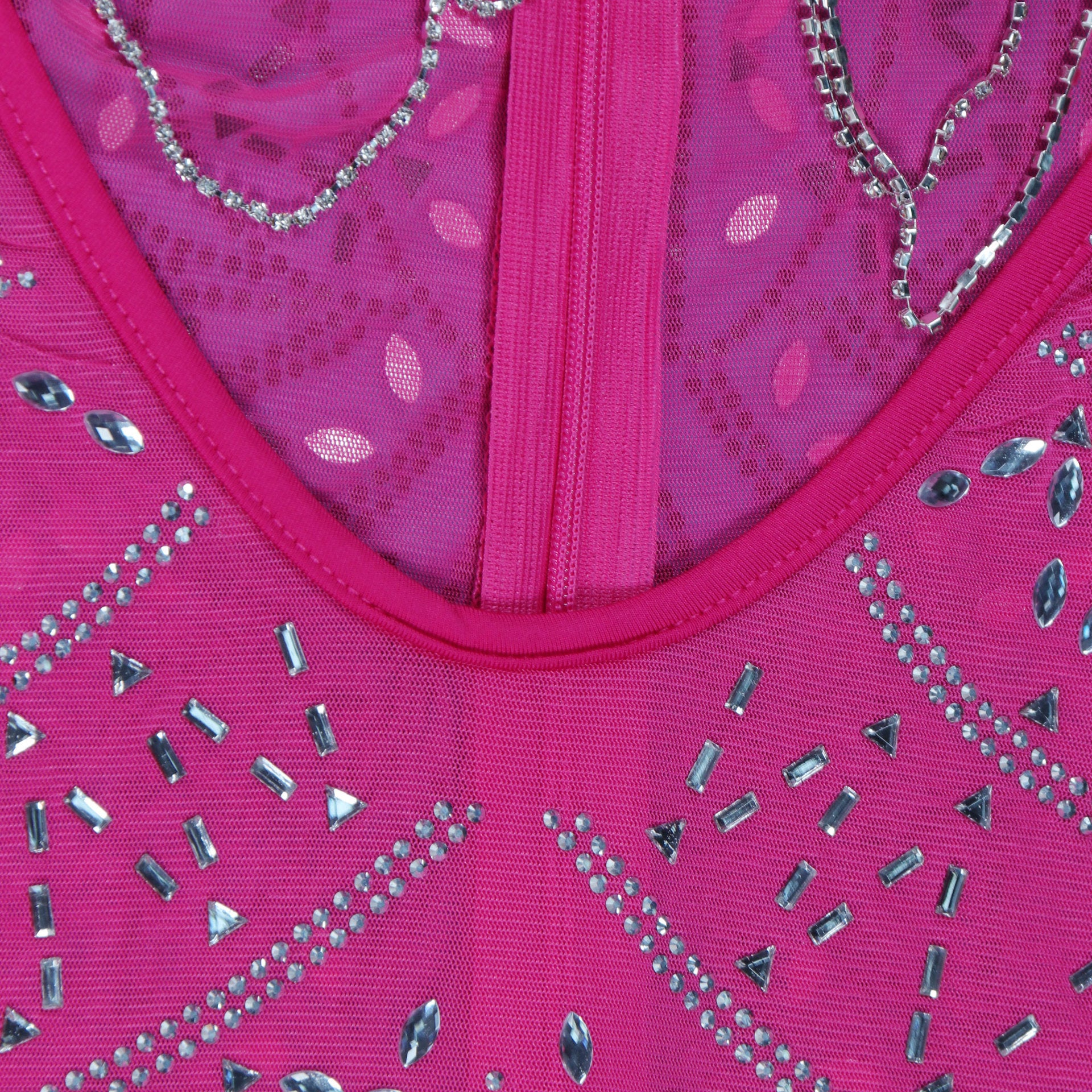 Women Sexy Beaded Tassel See-Through Bodycon Dress 32