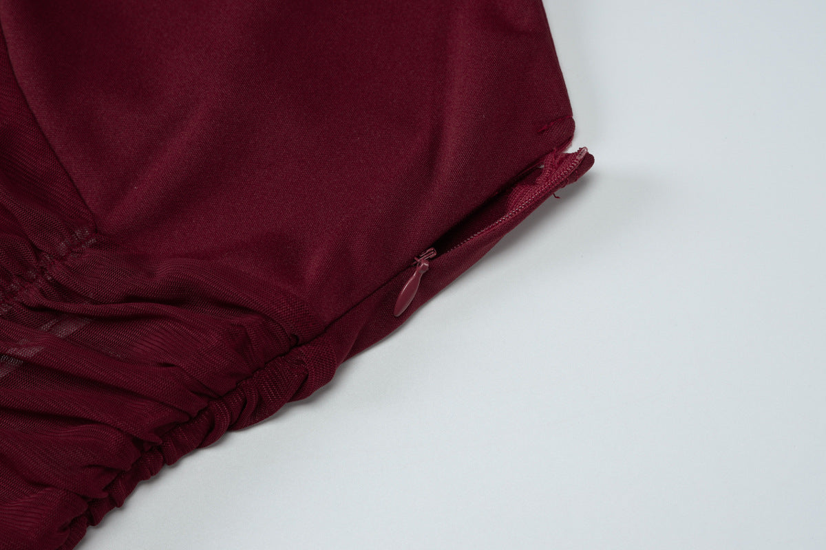 Women Summer Sexy V-Neck Suspender Mesh Hollow Backless Bodycon Dress 15