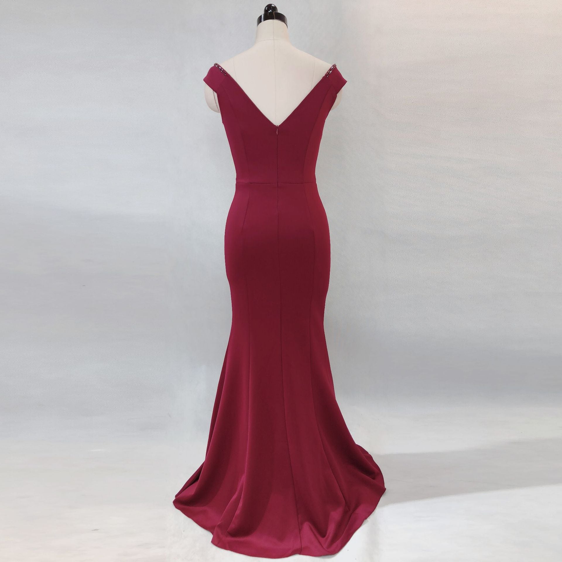 Women Elegant V Neck Slim Formal Party Maxi Mermaid Evening Dress 25