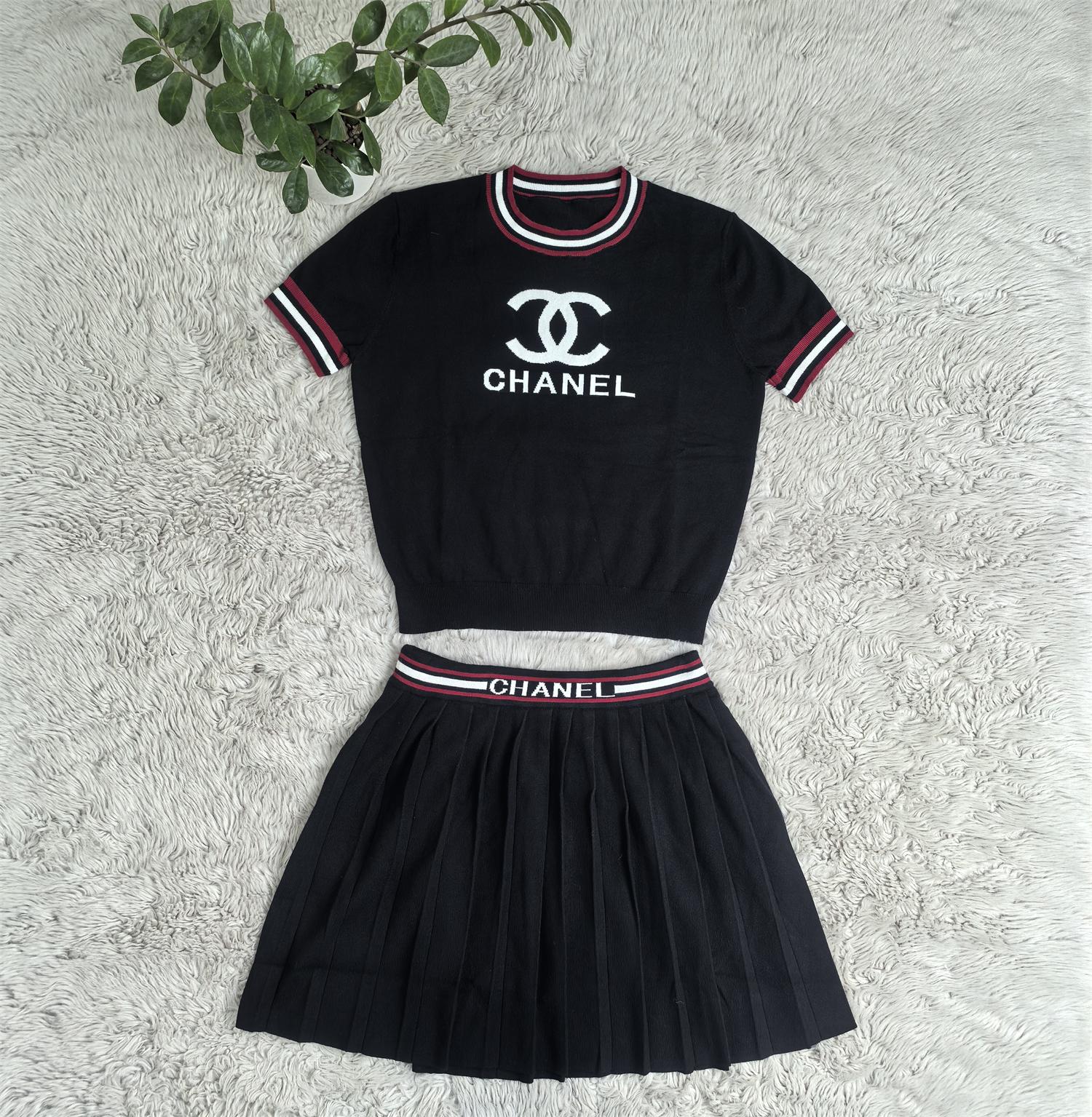 Women Print Short Sleeve and Skirt Two Piece Set 21