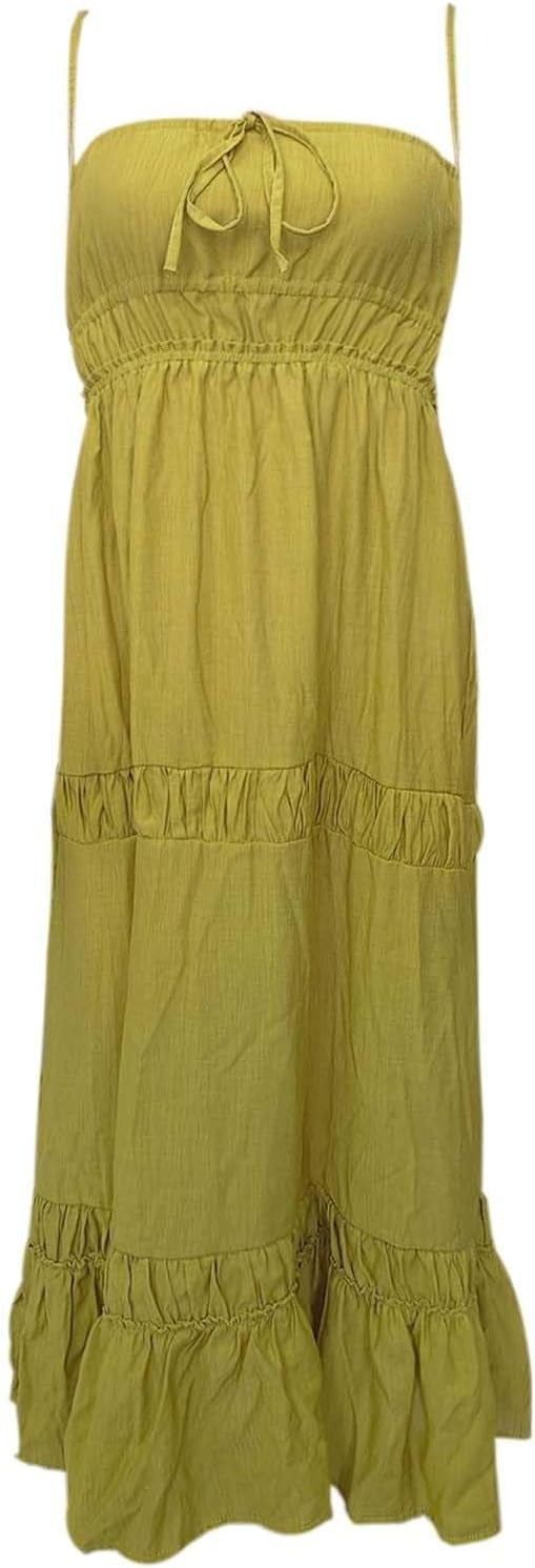 Spring and Summer Fashion Sexy Pleated Low Back Strap Dress 8