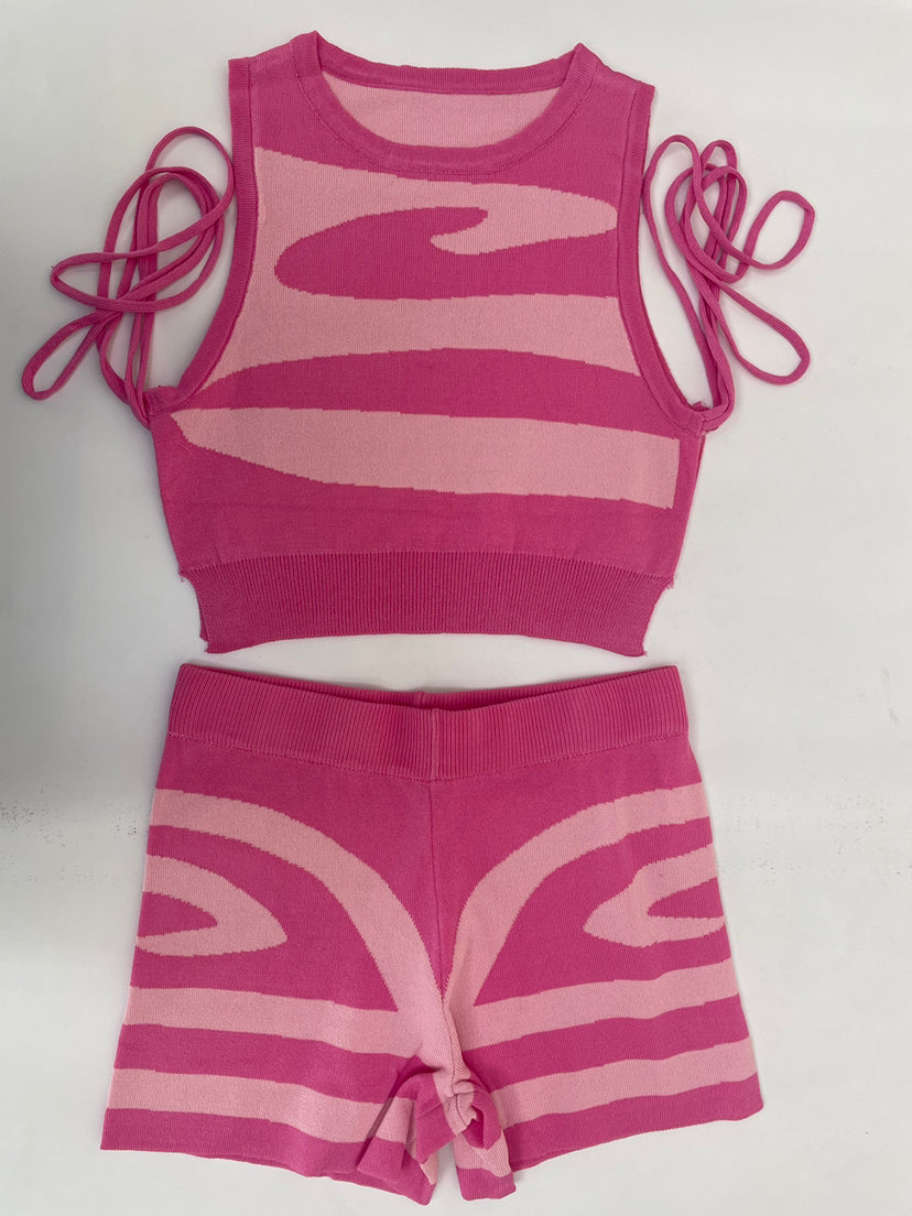 Women's Sleeveless Lace-Up Print Casual Two-Piece Set 27