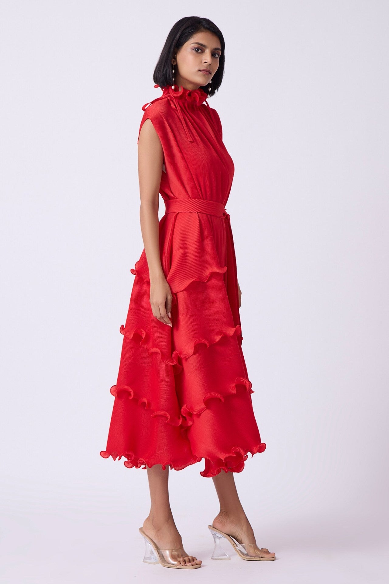 Plus Size African Women French Ruffle Edge Elegant Dress 15