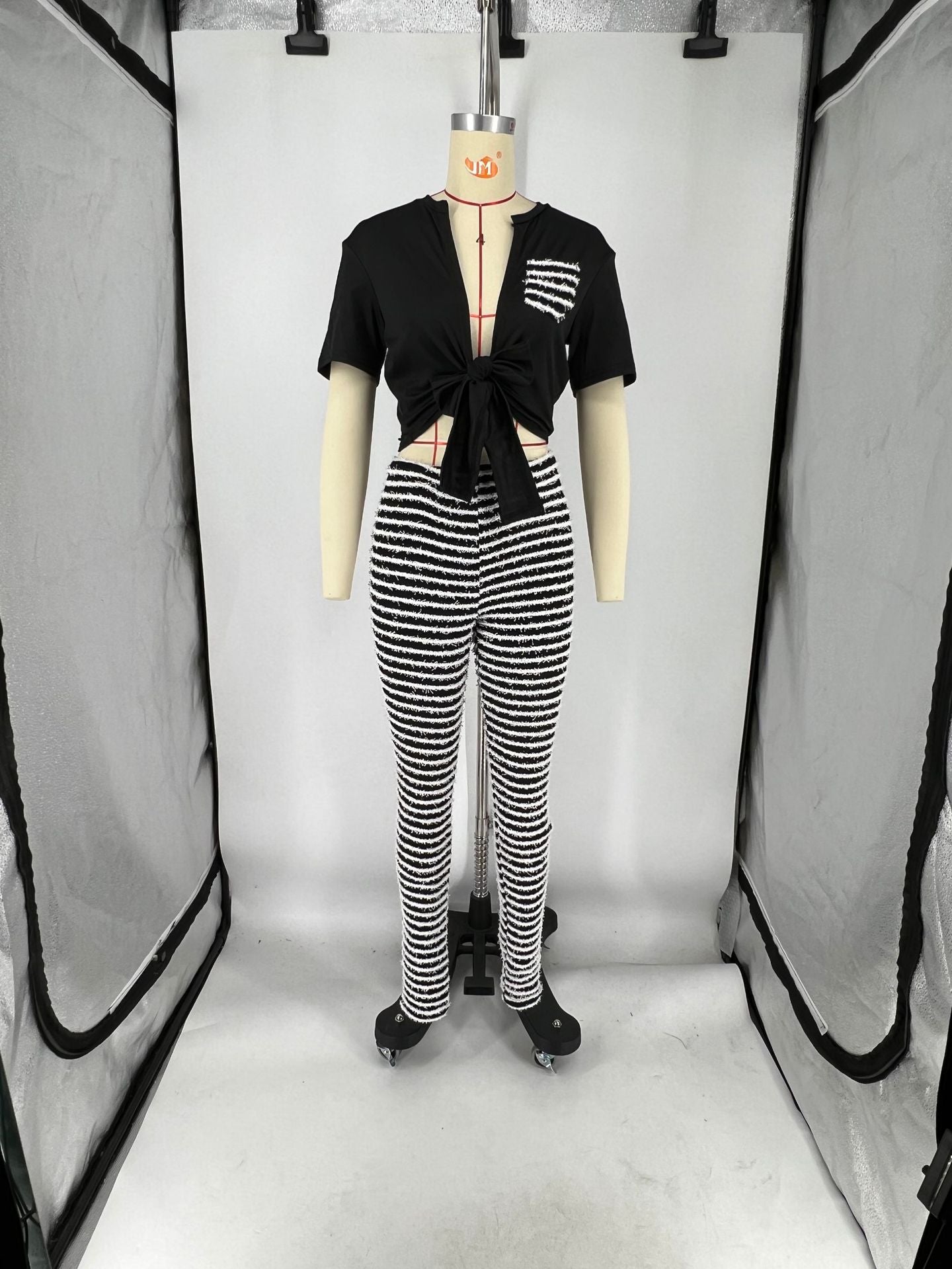 Women's Striped Trousers T-Shirt Set Summer Sexy Casual Two-Piece Set For Women 11