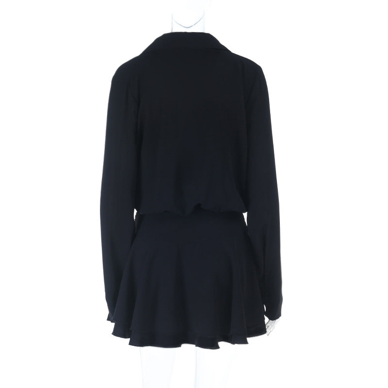 Women's Fashion Chic Lace-Up Long Sleeve Short Dress 8