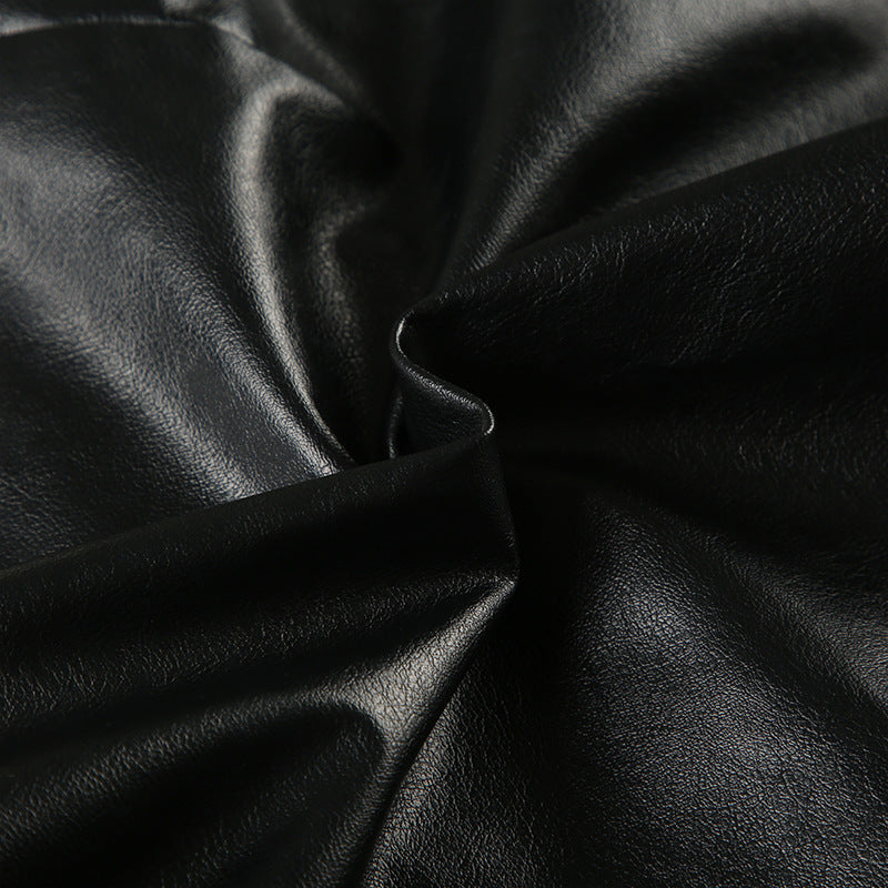 Punk Sexy Leather V-Neck Strap Vest Top Hollow Pin Buckle Adjustable Skirt Set 35