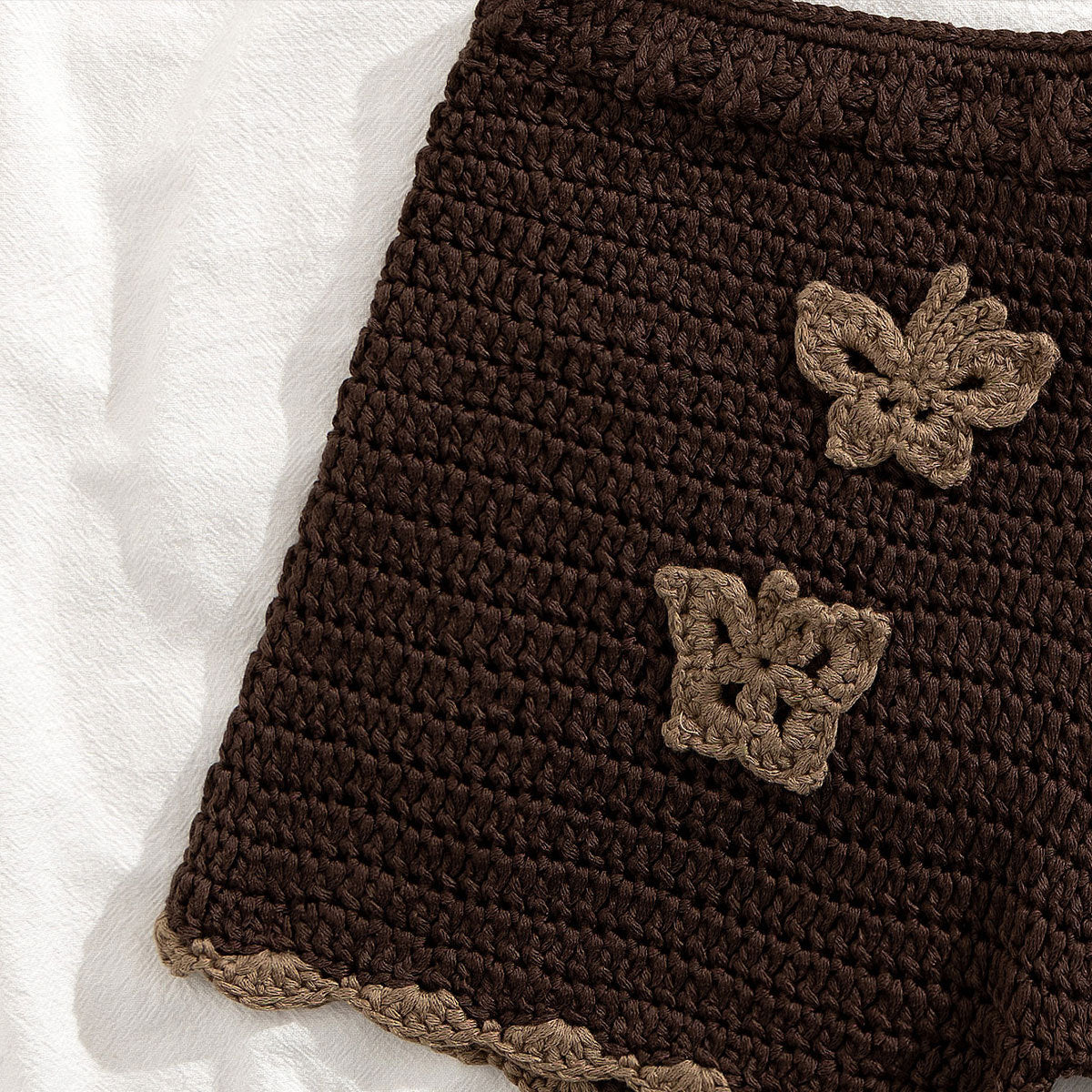 Crochet Two-Piece Halter Neck Shorts Set Low Back Sexy Outfit 5