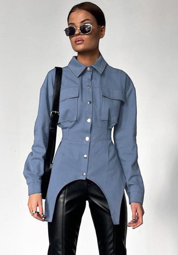 Women's Fall Irregular Turndown Collar Long Sleeve Fashion Shirt