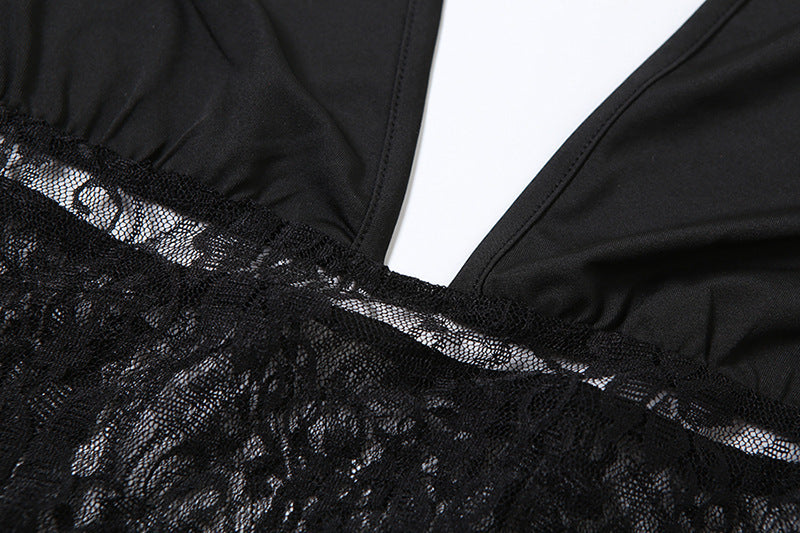 Spring Summer sexy Halter Neck Low Back Lace strap Vest high waist Long skirt fashion two piece set for women 11