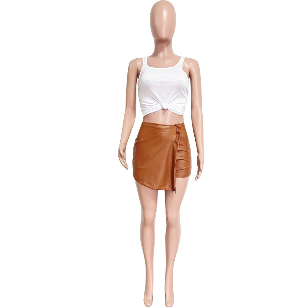 Summer fashionable pu elastic leather shorts 6