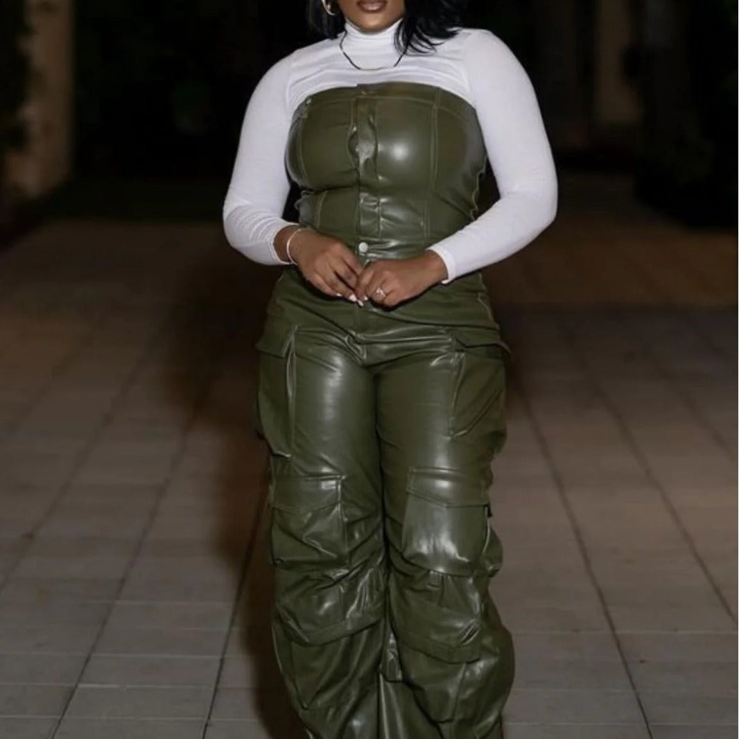 Women's Strapless Low Back Slim Fit Trendy Pocket Jumpsuit 6