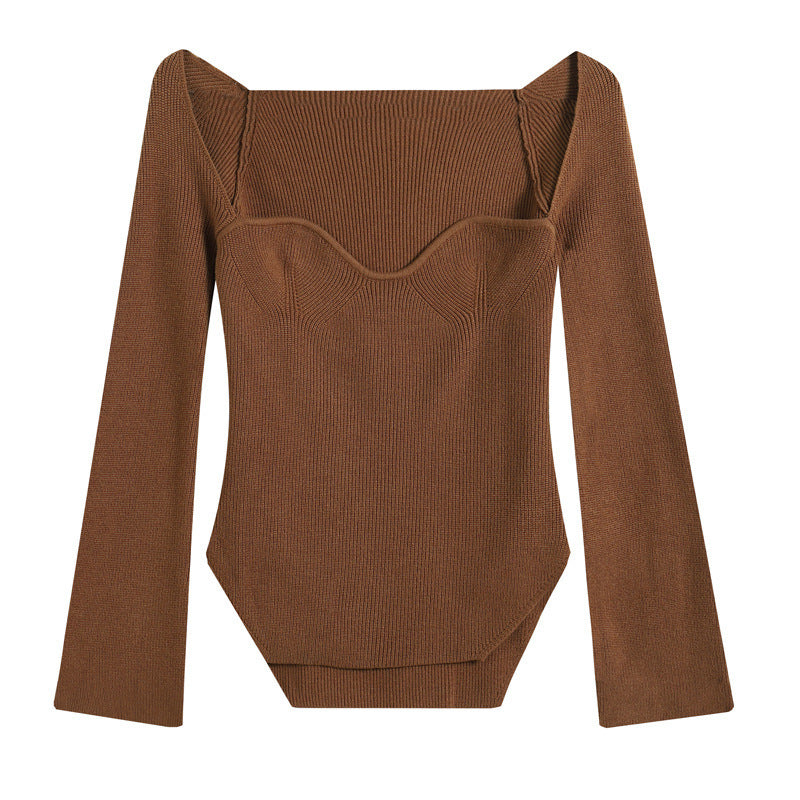 African-Style Fall/Winter Off-The-Shoulder Basic Knitting Sweater Top 12