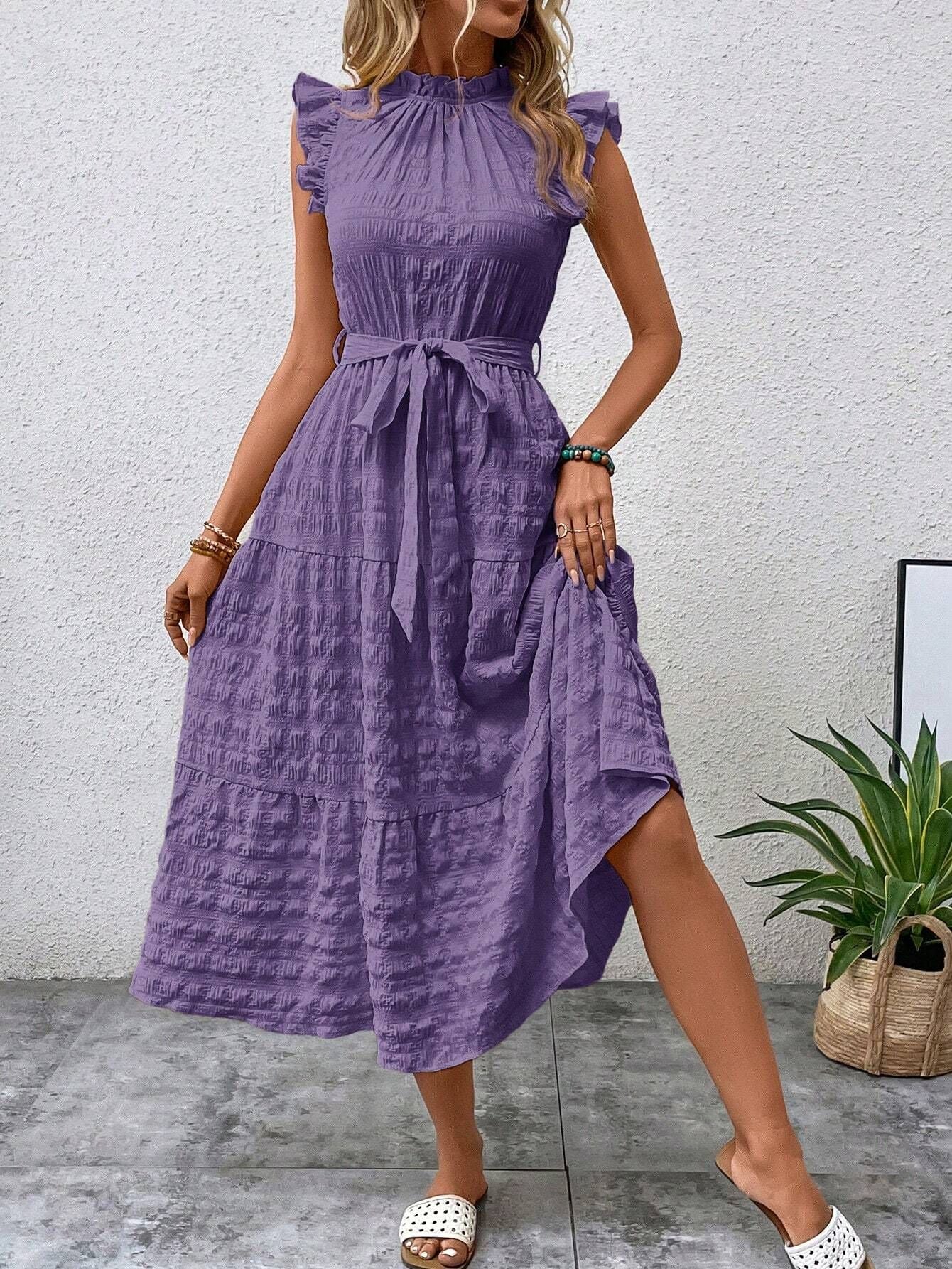 Women Summer Ruffle Edge Strappy Dress 10