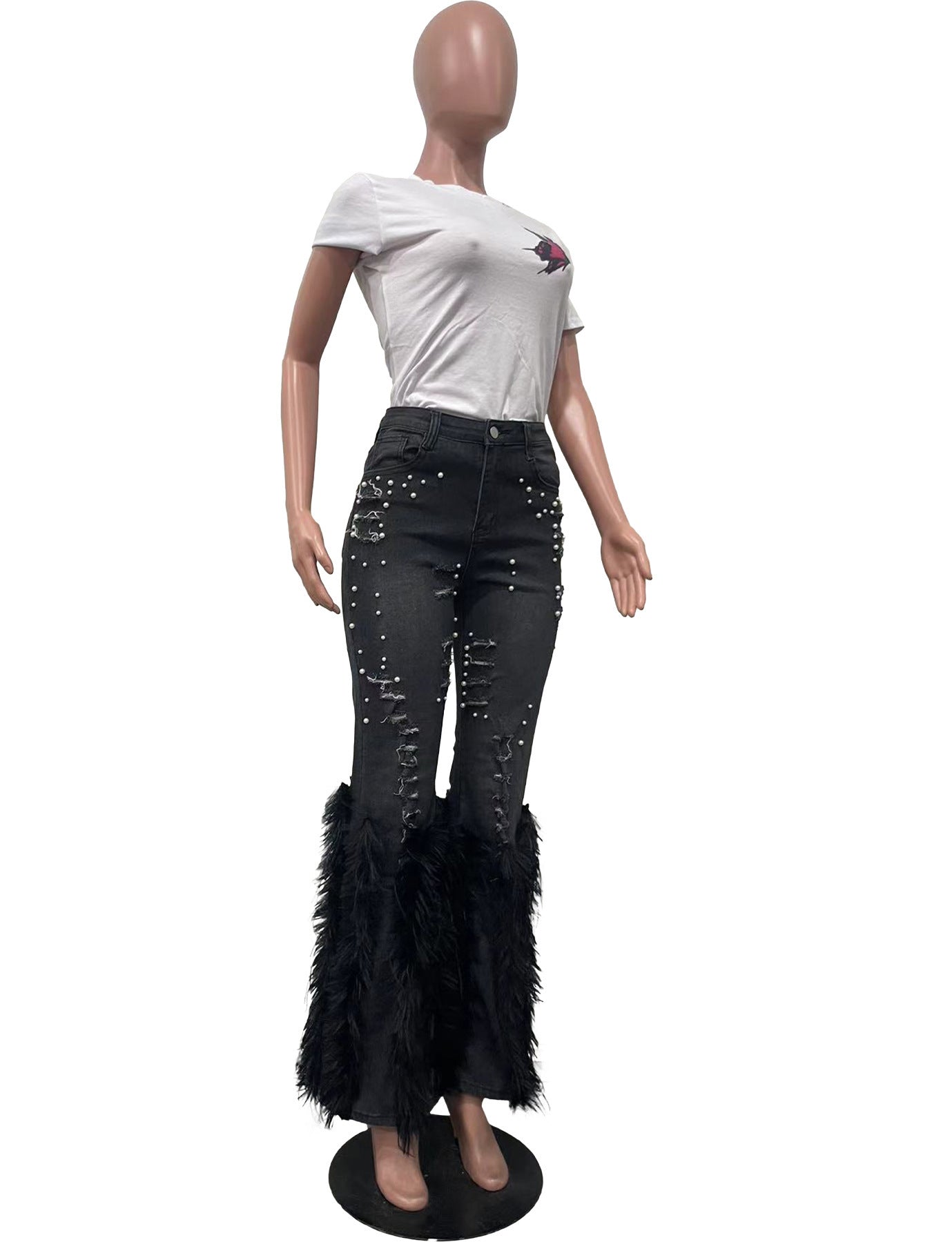 Fashion Casual Long Beard Denim Pants 11