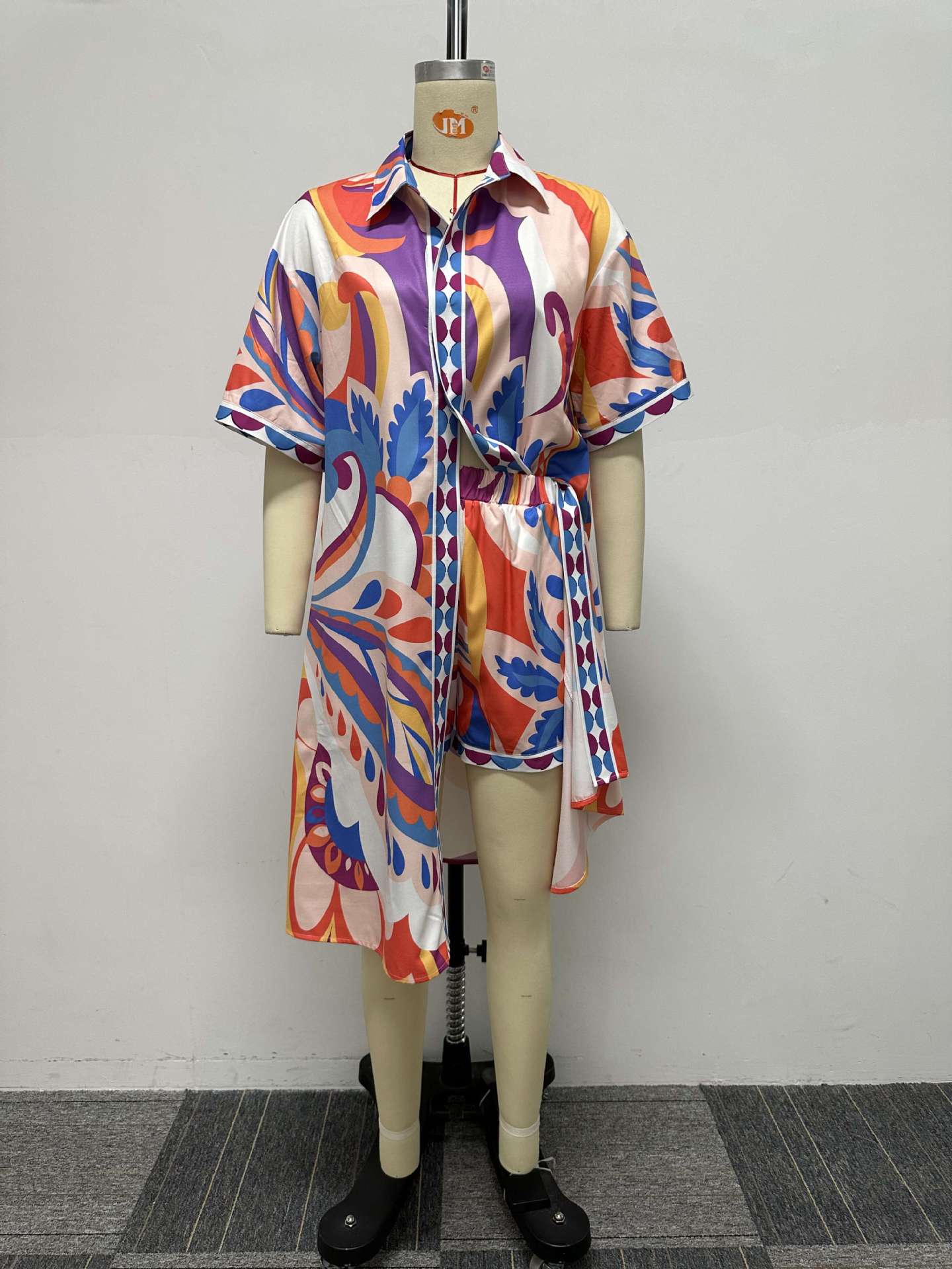 Women Casual Print Long Shirt and Shorts Two-Piece Set 11