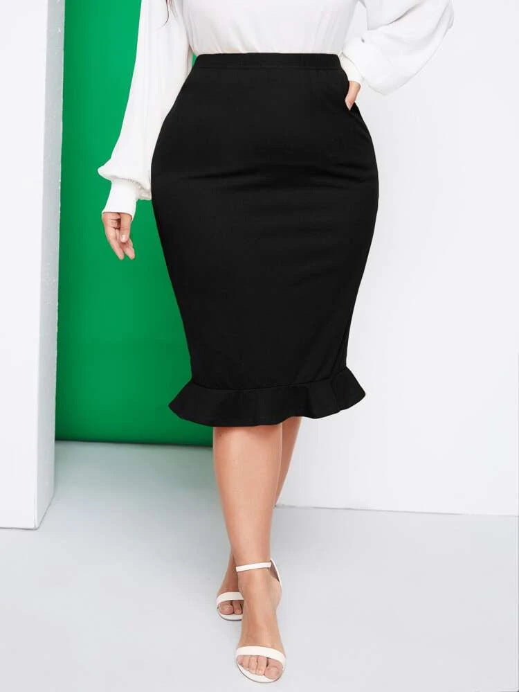 Summer Plus Size Women's Ruffle Midi Skirt 3